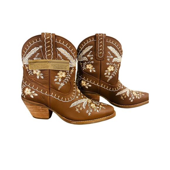 Dingo Shoes - Dingo Primrose Women’s 7.5 NWT Brown Leather Floral Embroidered Western Boots